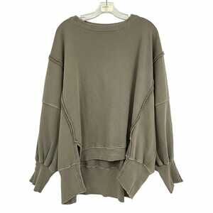 We The Free Gray Cotton Sweatshirt | Women’s M Oversized Slit